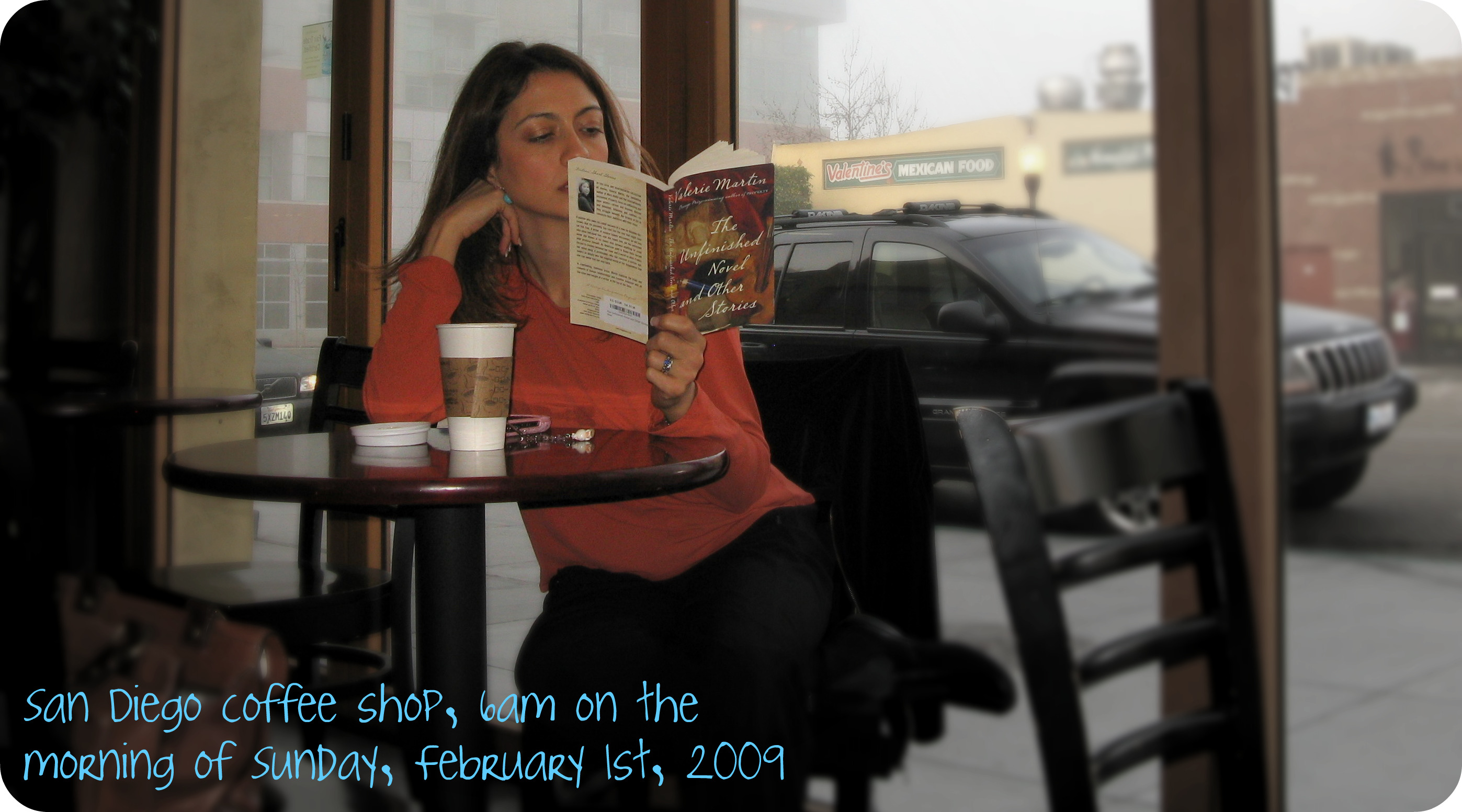 Reading Short Stories in San Diego Coffee Shop