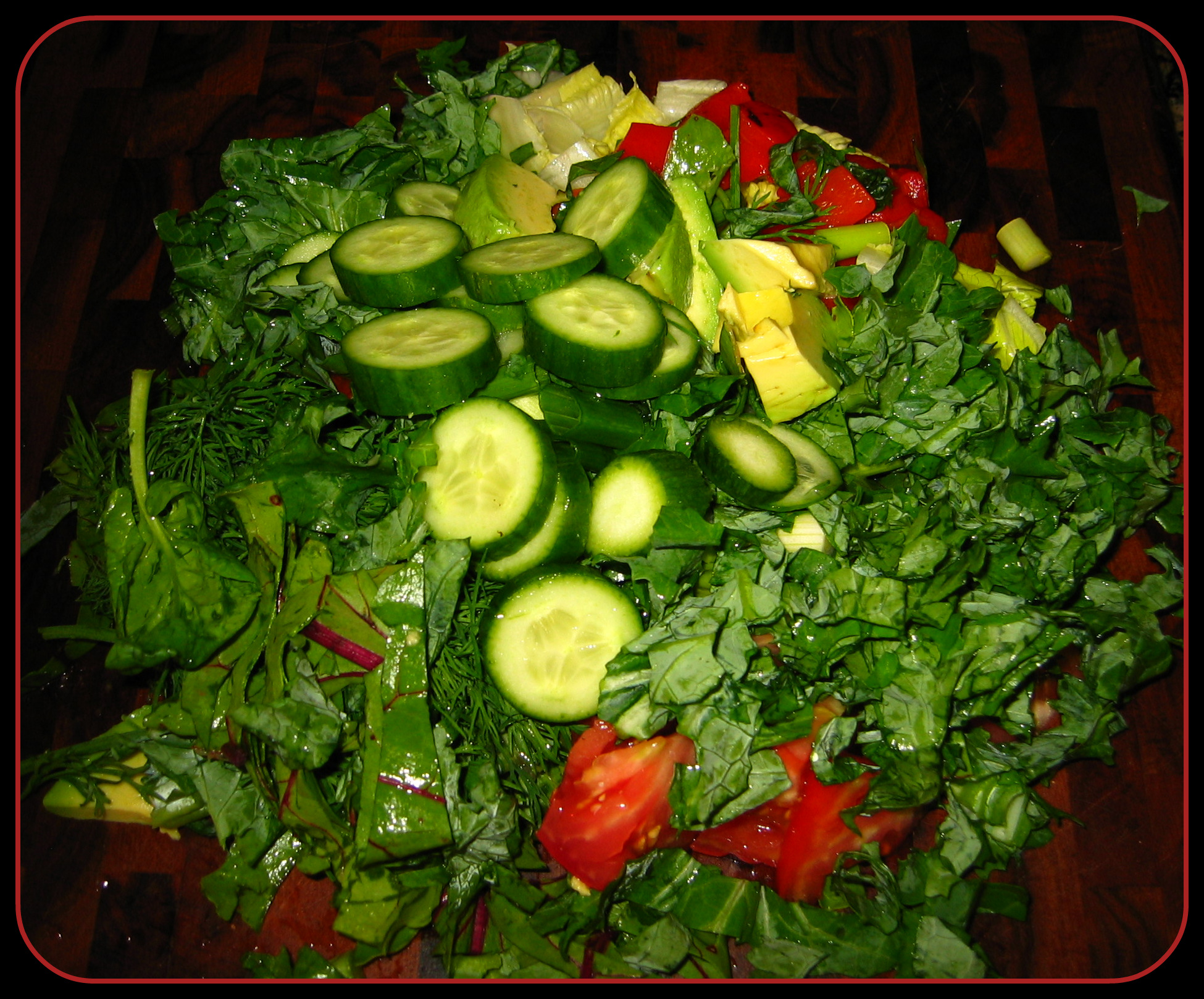 Cucumber-Beet-Leaves-RoastedPeppers