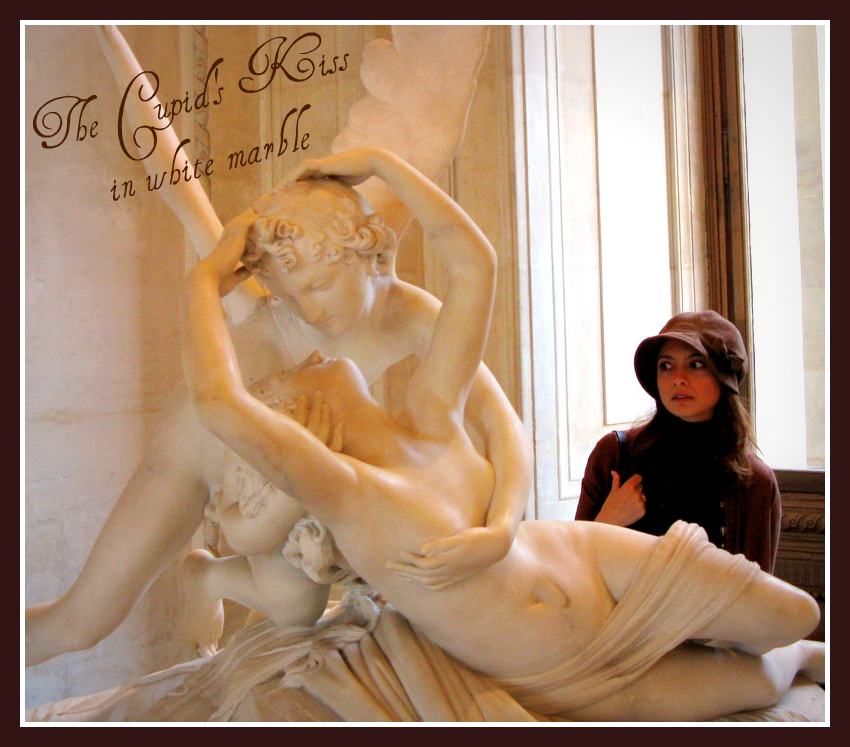 The beautiful Cupid Kiss in the Marble Louvre Paris
