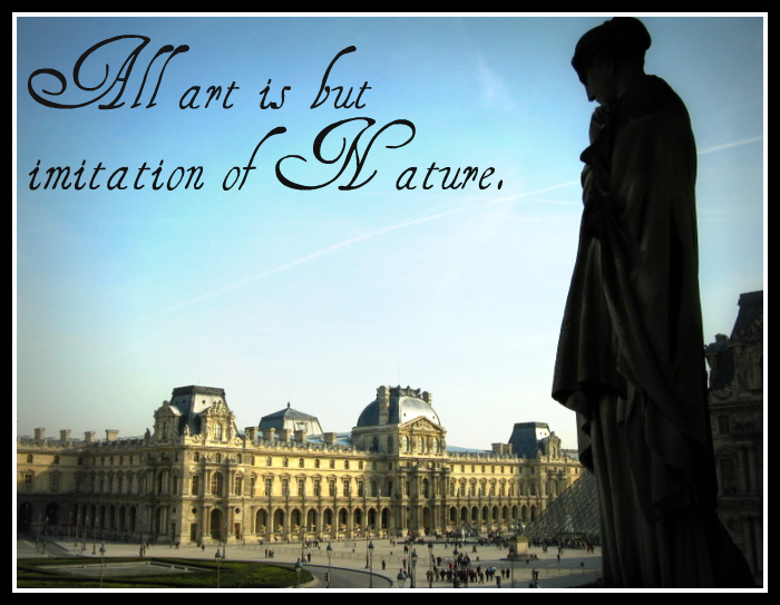 Louvre Outside View with a Quote in Paris
