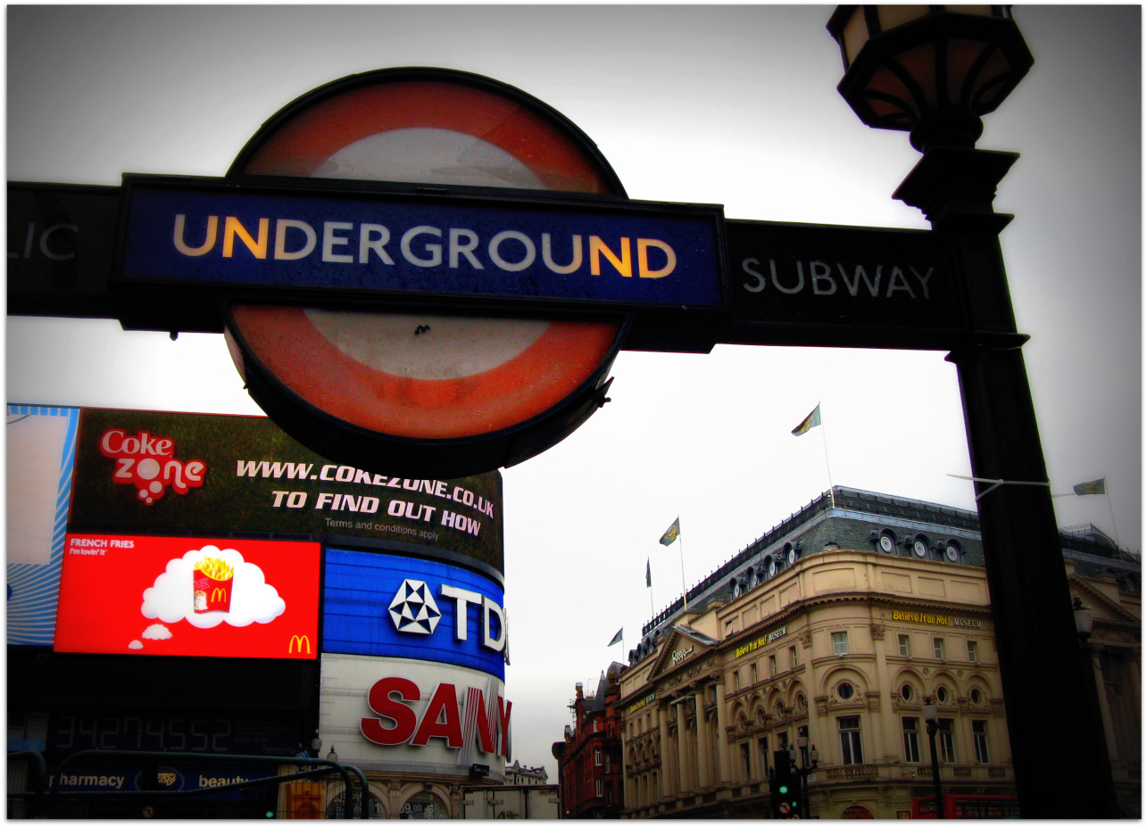 Subway stop at Leicester Square London