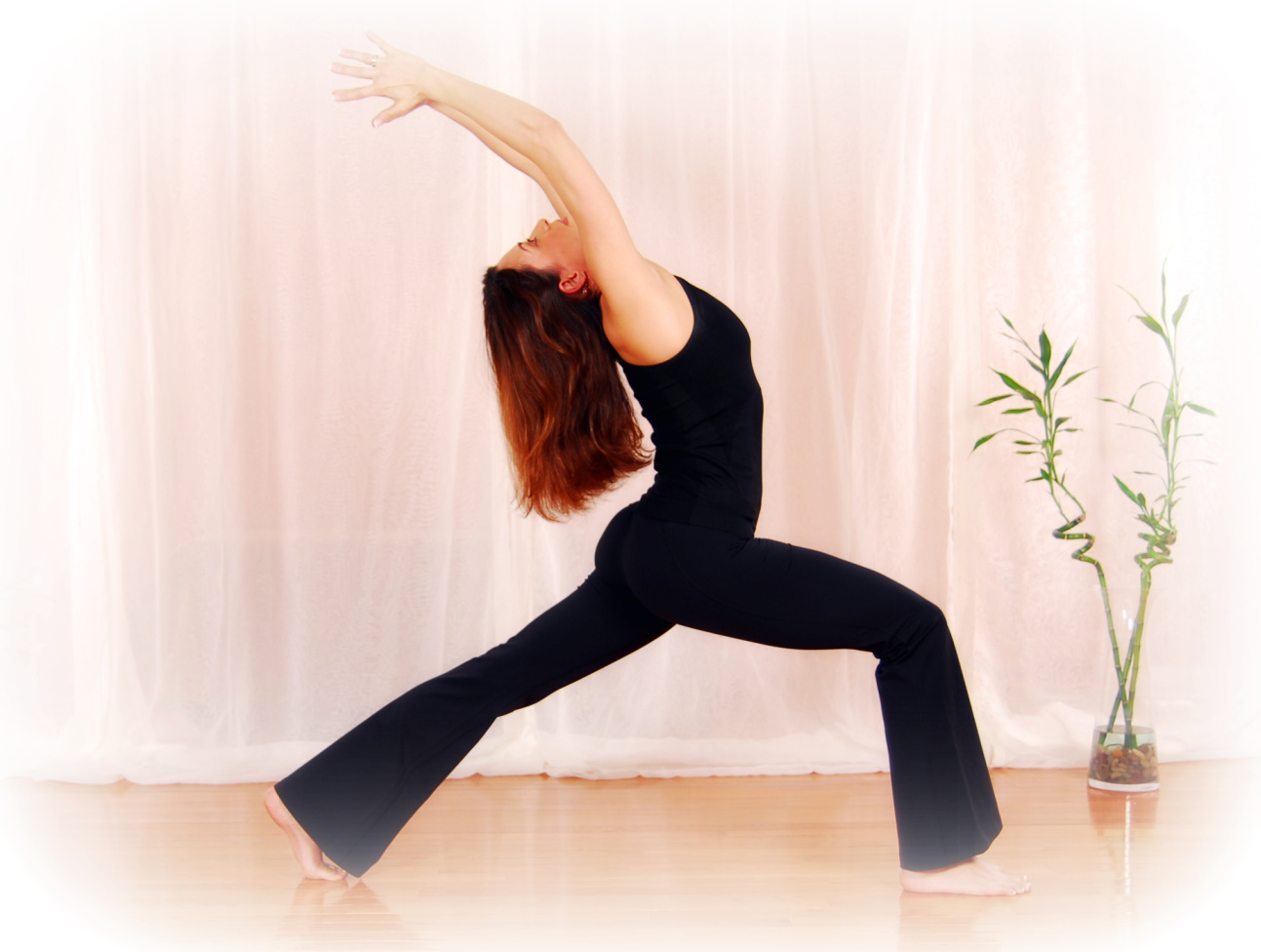 Backbending during yoga photo shoot