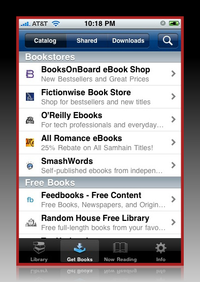 iPhone Stanza catalog of books