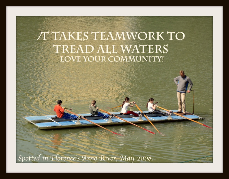 Teamwork a Young Crew at Arno River Florence