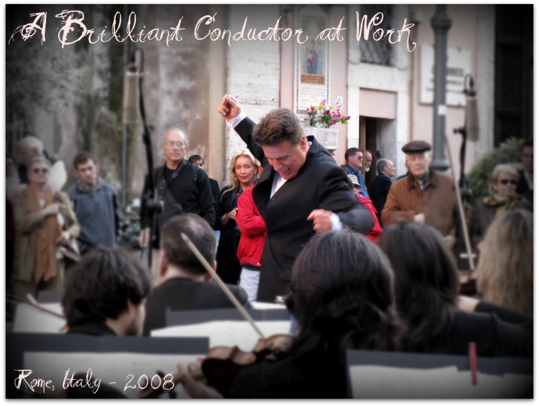 Conductor in Rome creating Music