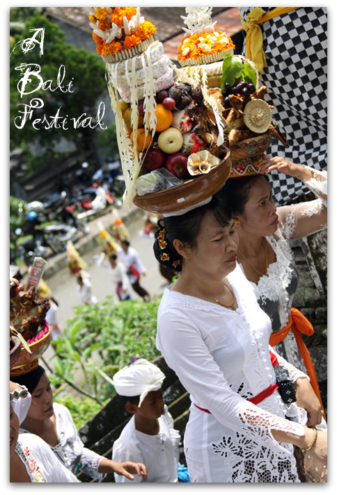Bali Festival Women carrying Fruit on Heads