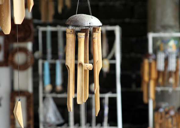 Charms hanging from ceiling in Bali, Indonesia
