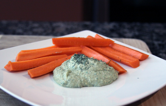 Raw hummus with carrots