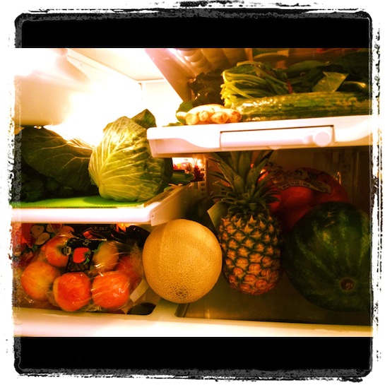 Fridge full of vegetables and fruits