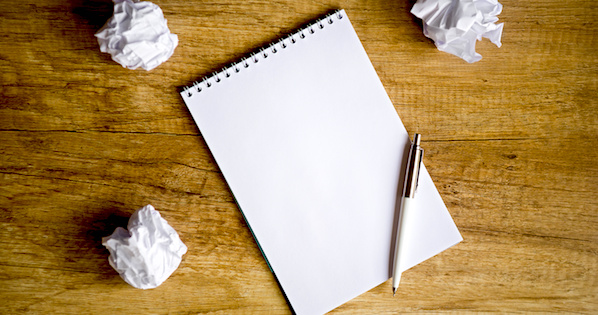 Empty notebook on wooden table